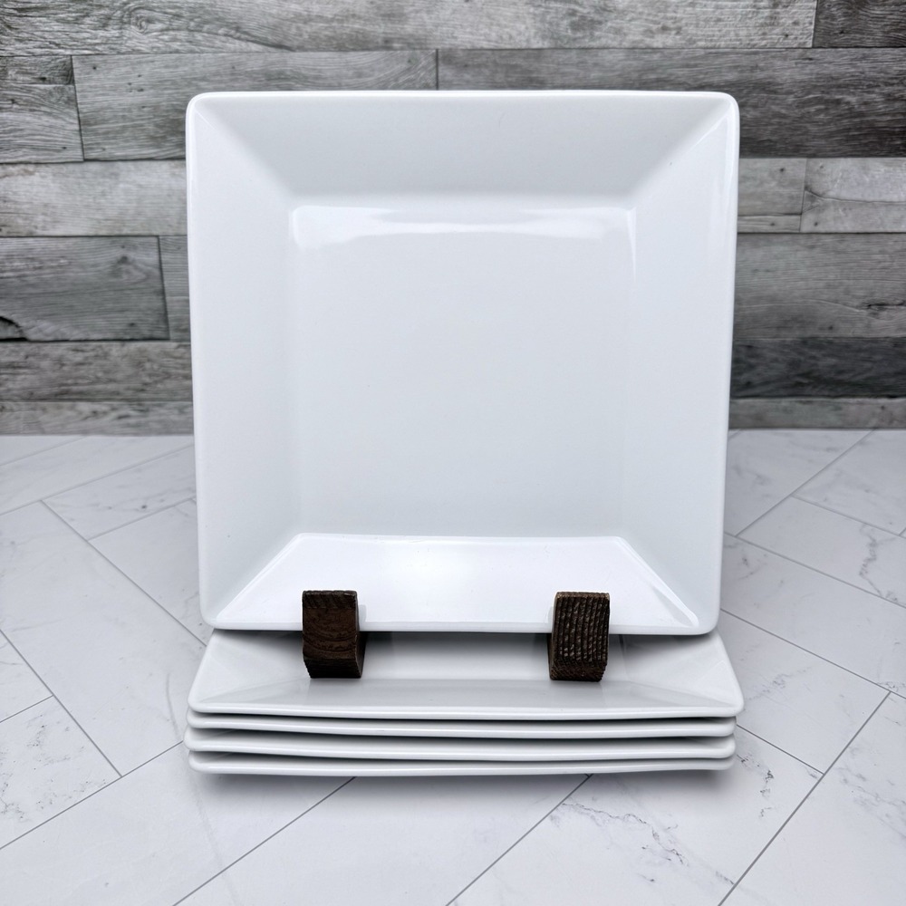 Pier 1 Imports Quadrado White Square Salad Plates 8" Dessert Dinnerware Lot of 5